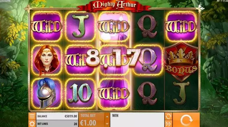   at Mighty Arthur 5 Reel Mobile Real Slot created by Quickspin
