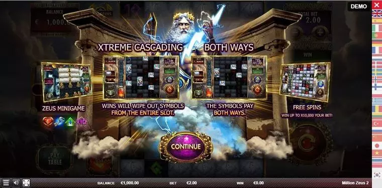  Info and Rules at Million Zeus 2 6 Reel Mobile Real Slot created by Red Rake Gaming