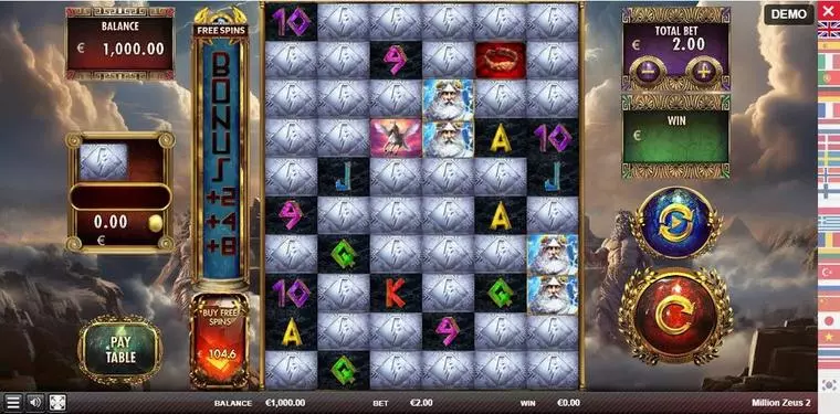  Main Screen Reels at Million Zeus 2 6 Reel Mobile Real Slot created by Red Rake Gaming