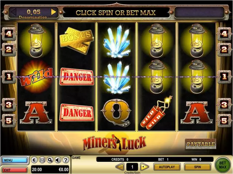  Main Screen Reels at Miner's Luck 5 Reel Mobile Real Slot created by GTECH