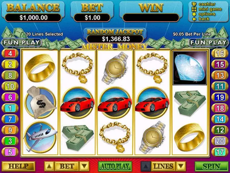 Main Screen Reels at Mister Money 5 Reel Mobile Real Slot created by RTG