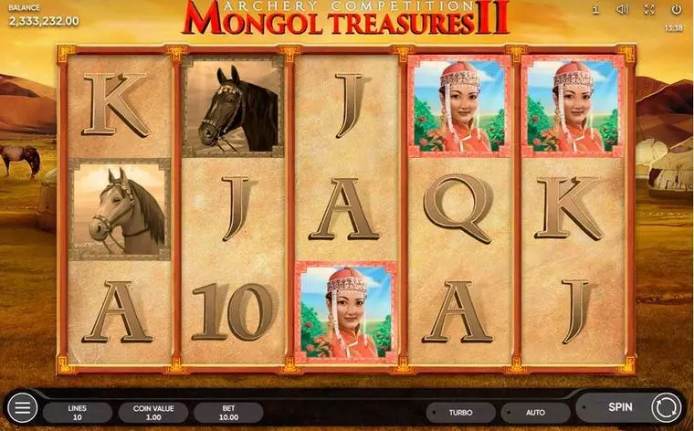  Main Screen Reels at Mongol Treasures II: Archery Competition 5 Reel Mobile Real Slot created by Endorphina