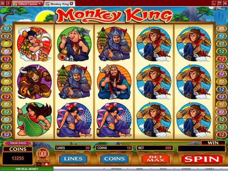  Main Screen Reels at Monkey King 5 Reel Mobile Real Slot created by Microgaming