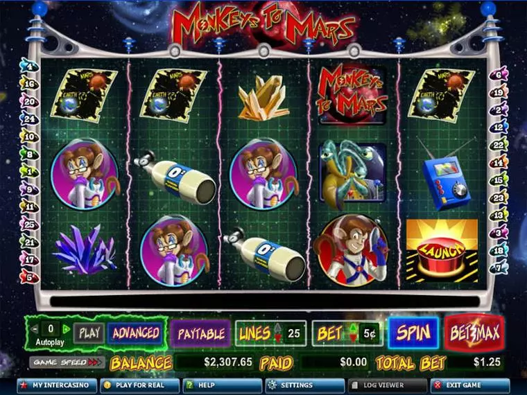  Main Screen Reels at Monkeys to Mars 5 Reel Mobile Real Slot created by CryptoLogic