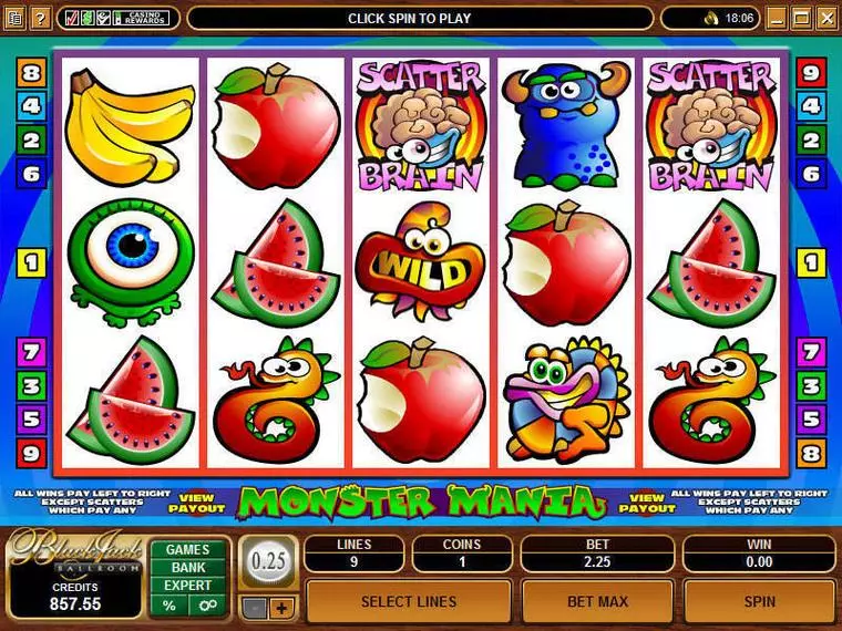  Main Screen Reels at Monster Mania 5 Reel Mobile Real Slot created by Microgaming