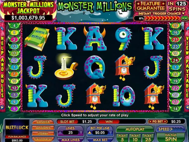  Main Screen Reels at Monster Millions 5 Reel Mobile Real Slot created by NuWorks