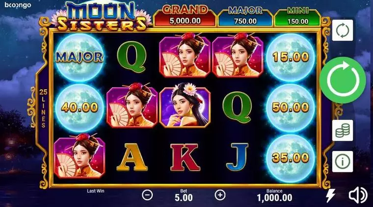  Main Screen Reels at Moon Sisters 5 Reel Mobile Real Slot created by Booongo