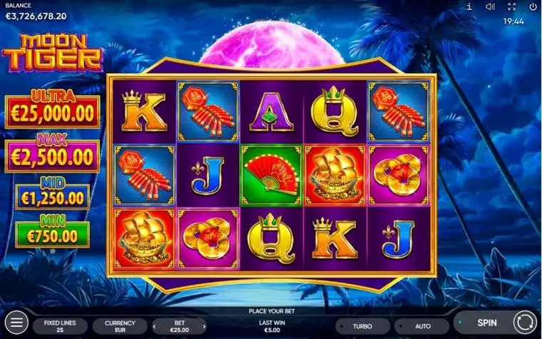  Main Screen Reels at Moon Tiger 5 Reel Mobile Real Slot created by Endorphina