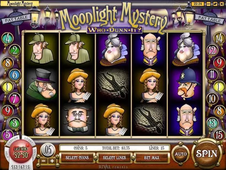  Main Screen Reels at Moonlight Mystery 5 Reel Mobile Real Slot created by Rival