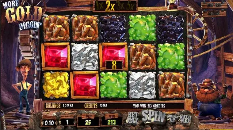  Introduction Screen at More Gold Diggin' 5 Reel Mobile Real Slot created by BetSoft