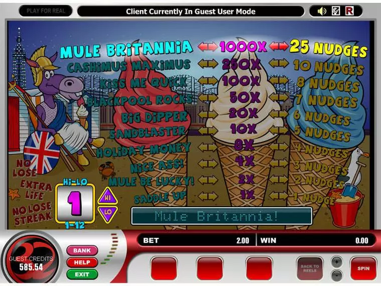  Bonus 1 at Mule Britannia 3 Reel Mobile Real Slot created by Microgaming