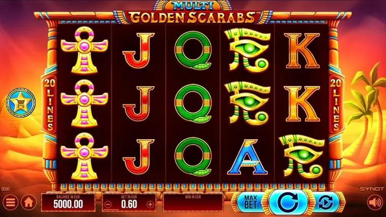  Main Screen Reels at Multi Golden Scarab 3 Reel Mobile Real Slot created by Synot Games