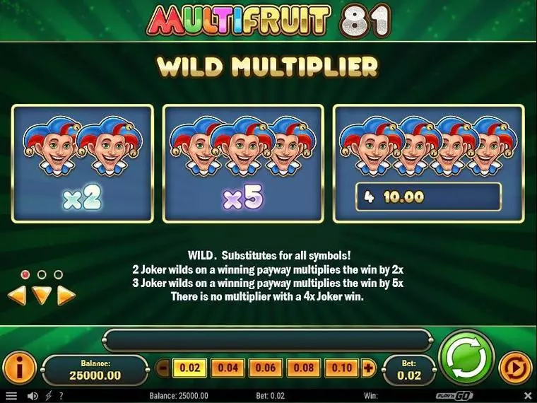   at Multifruit 81 5 Reel Mobile Real Slot created by Play'n GO