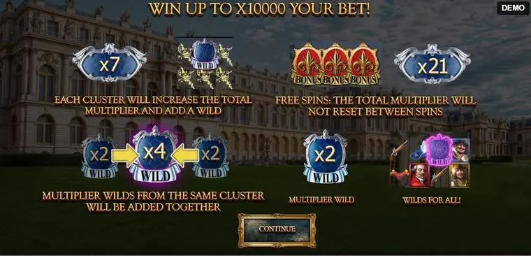  Info and Rules at Musketeers 1 Wild for All 6 Reel Mobile Real Slot created by Red Rake Gaming