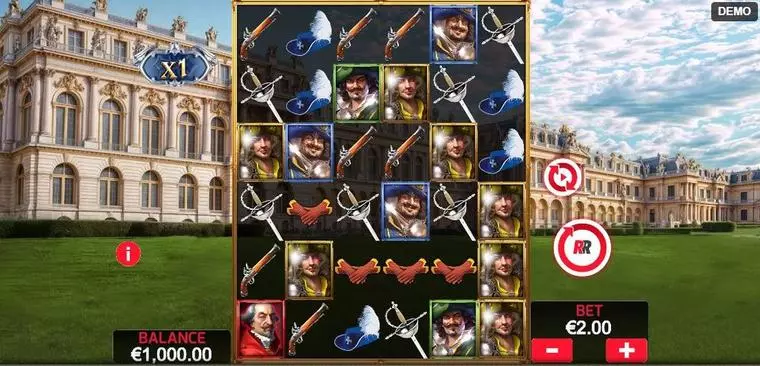  Main Screen Reels at Musketeers 1 Wild for All 6 Reel Mobile Real Slot created by Red Rake Gaming