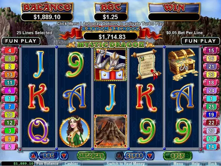  Main Screen Reels at Mystic Dragon 5 Reel Mobile Real Slot created by RTG