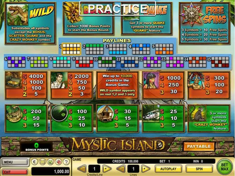  Info and Rules at Mystic Island 5 Reel Mobile Real Slot created by GTECH