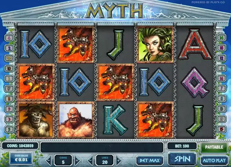  Main Screen Reels at Myth 5 Reel Mobile Real Slot created by Play'n GO