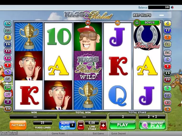  Main Screen Reels at Nags to Riches 5 Reel Mobile Real Slot created by Ash Gaming