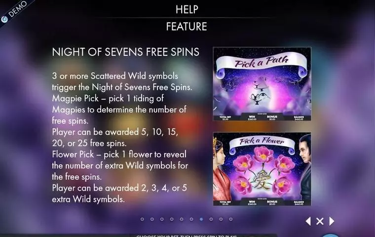  Info and Rules at Night of Sevens 5 Reel Mobile Real Slot created by Genesis