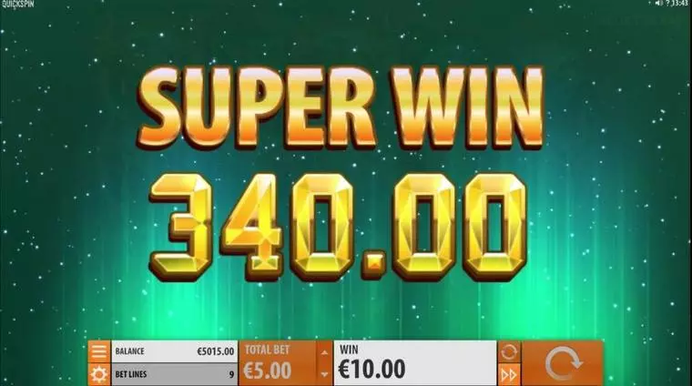  Winning Screenshot at Nothern Sky 5 Reel Mobile Real Slot created by Quickspin