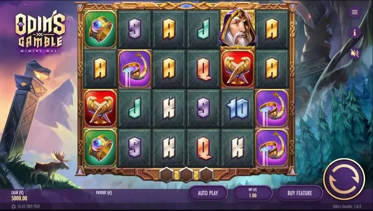  Main Screen Reels at Odin’s Gamble Reborn 6 Reel Mobile Real Slot created by Thunderkick