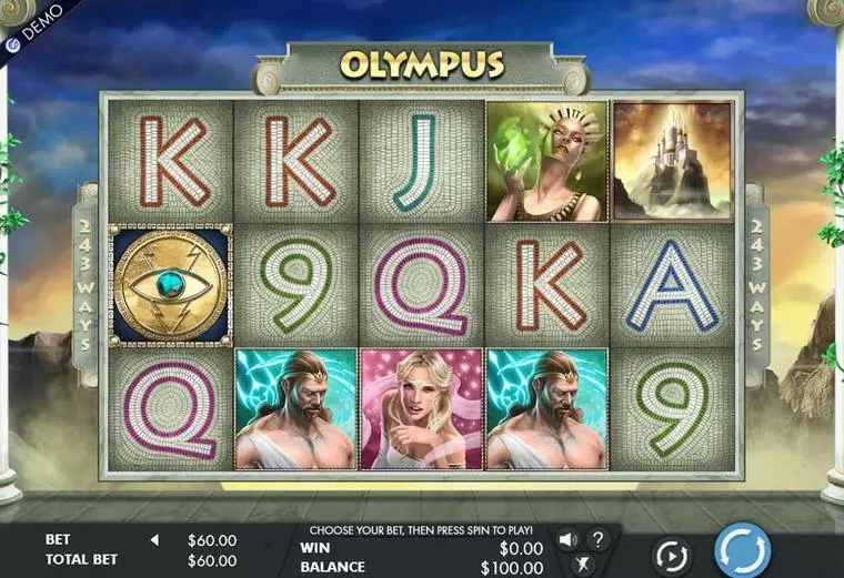  Main Screen Reels at Olympus 5 Reel Mobile Real Slot created by Genesis