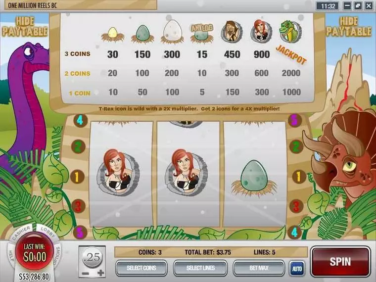  Info and Rules at One Million Reels BC 3 Reel Mobile Real Slot created by Rival