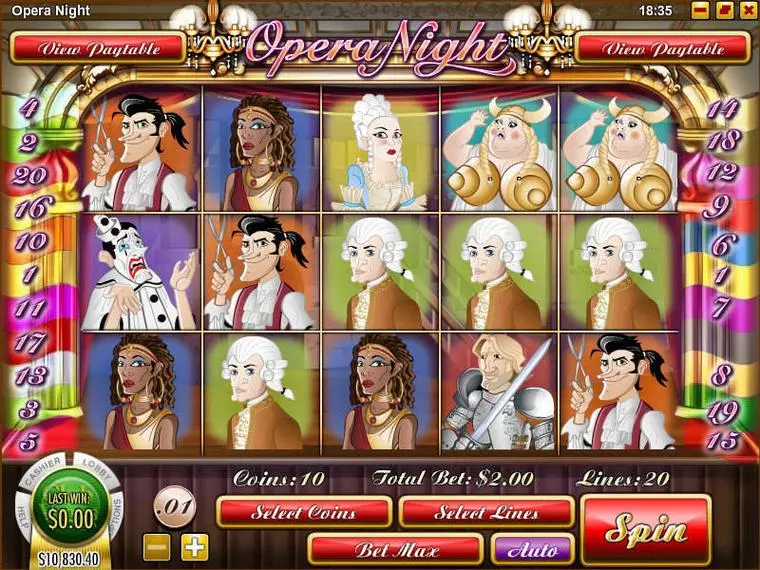  Main Screen Reels at Opera Night 5 Reel Mobile Real Slot created by Rival