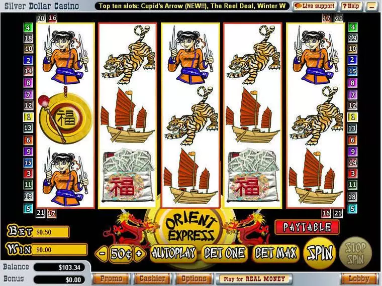  Main Screen Reels at Orient Express 5 Reel Mobile Real Slot created by WGS Technology