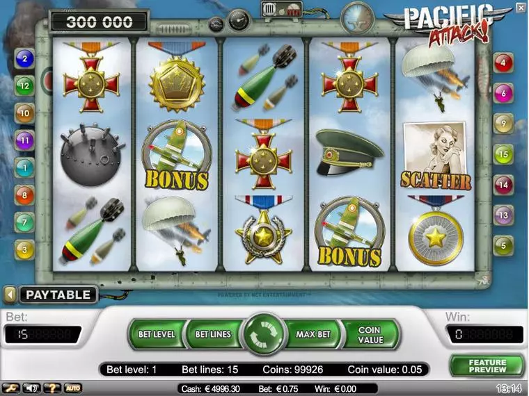  Main Screen Reels at Pacific Attack 5 Reel Mobile Real Slot created by NetEnt