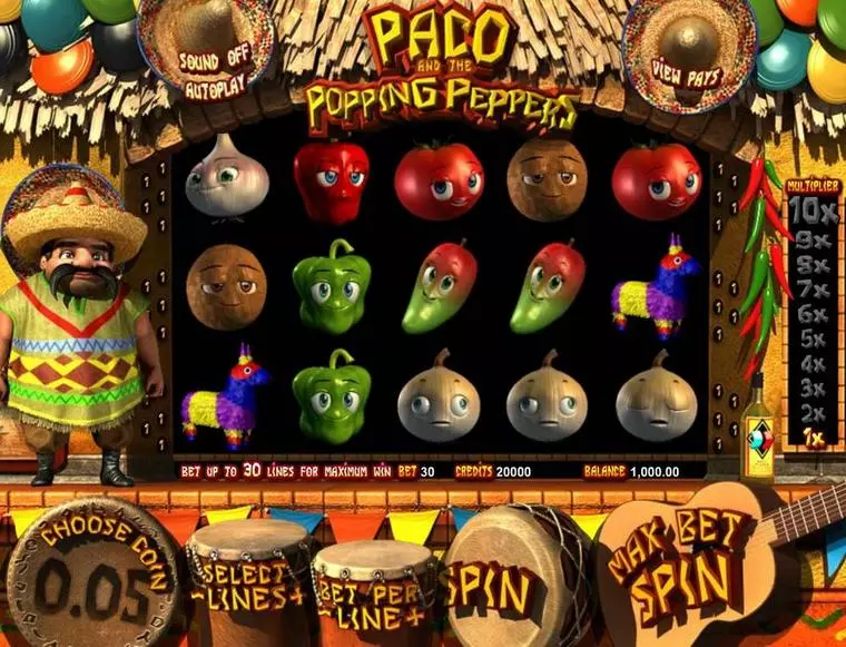  Main Screen Reels at Paco & P. Peppers 5 Reel Mobile Real Slot created by BetSoft