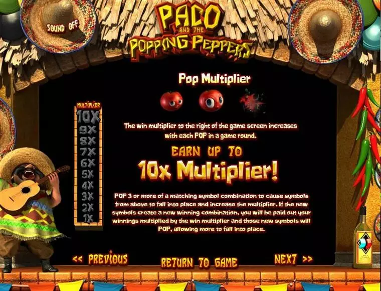  Bonus 1 at Paco & P. Peppers 5 Reel Mobile Real Slot created by BetSoft