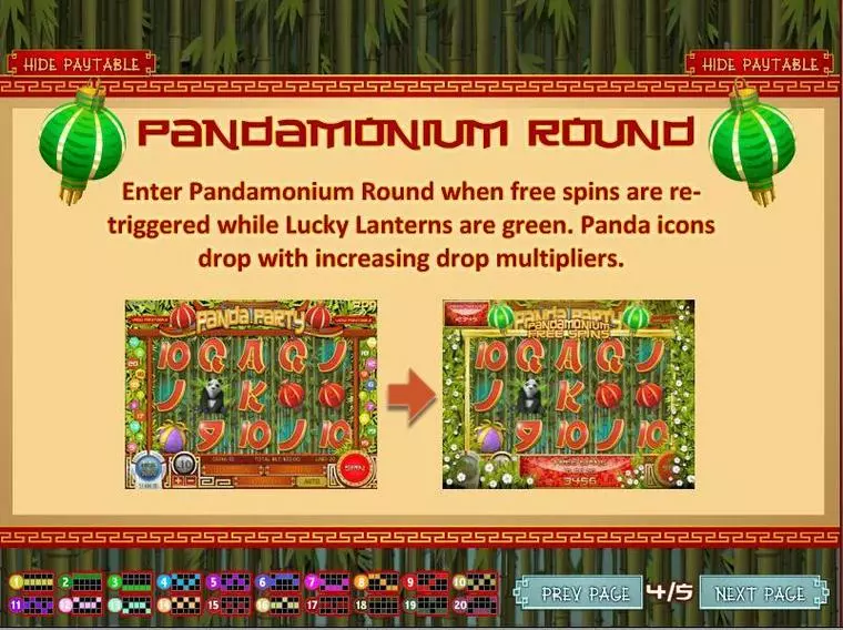  Info and Rules at Panda Party 5 Reel Mobile Real Slot created by Rival