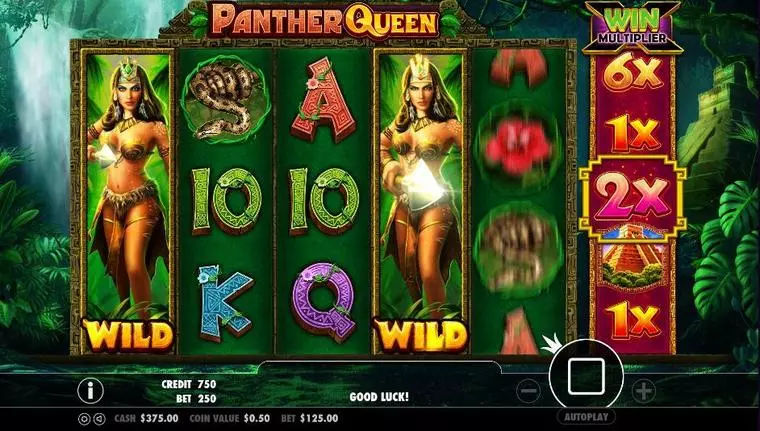  Main Screen Reels at Panther Queen 5 Reel Mobile Real Slot created by PartyGaming