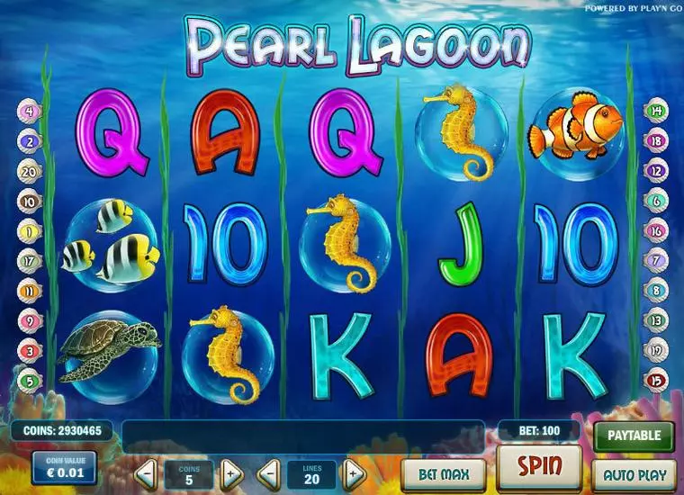  Main Screen Reels at Pearl Lagoon 5 Reel Mobile Real Slot created by Play'n GO