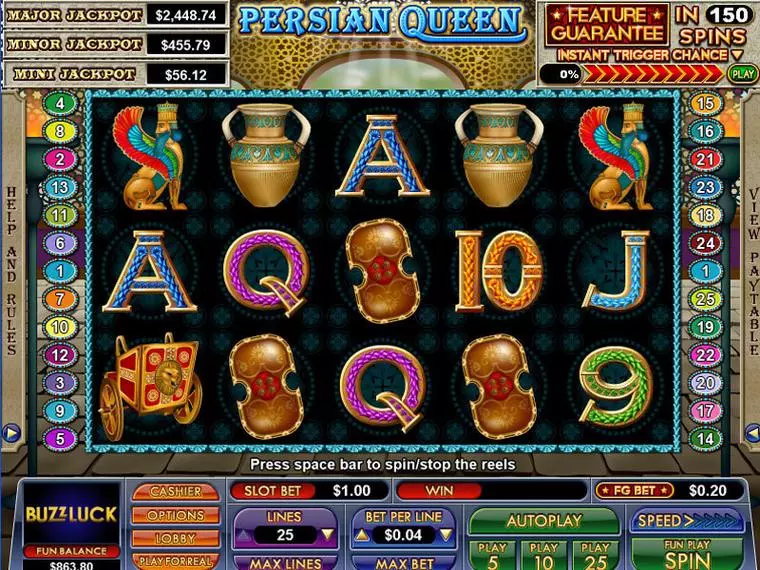  Main Screen Reels at Persian Queen 5 Reel Mobile Real Slot created by NuWorks