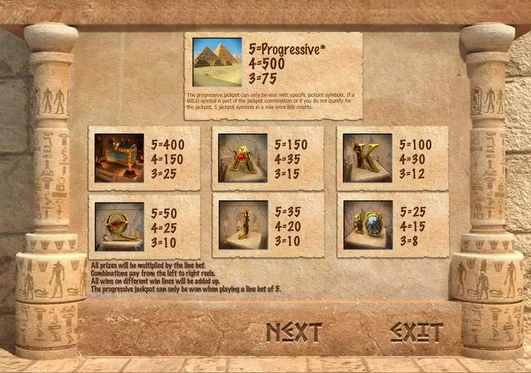  Info and Rules at Pharaoh's Tomb 5 Reel Mobile Real Slot created by Sheriff Gaming