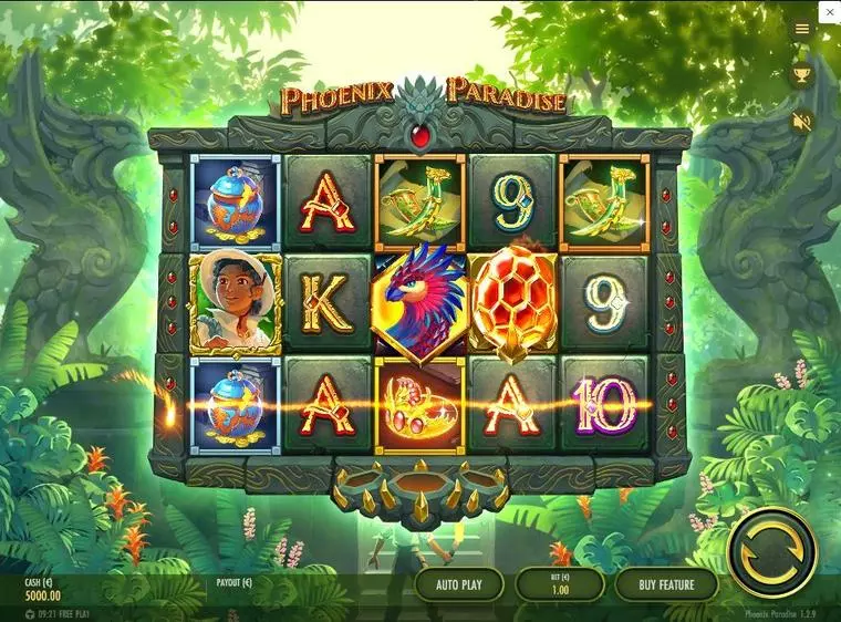  Main Screen Reels at Phoenix Paradise 5 Reel Mobile Real Slot created by Thunderkick