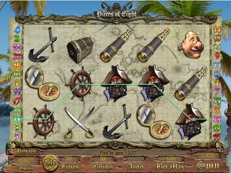  Main Screen Reels at Pieces of Eight 5 Reel Mobile Real Slot created by Saucify
