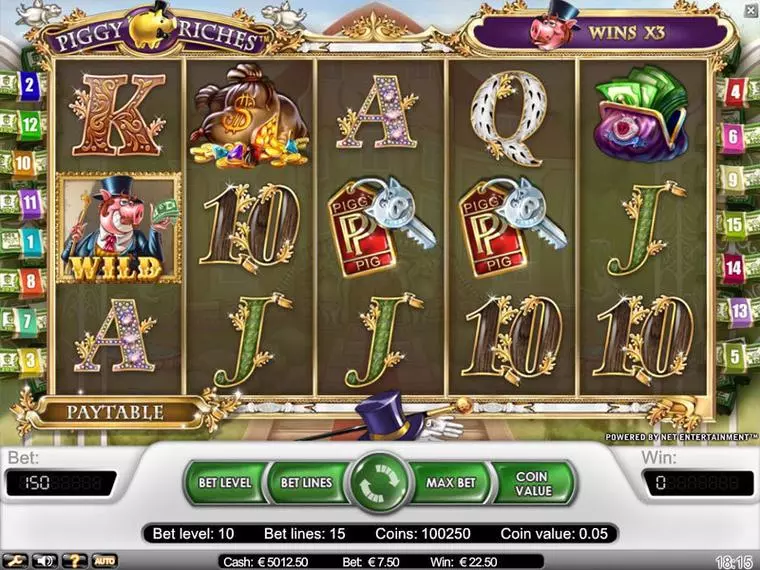  Main Screen Reels at Piggy Riches 5 Reel Mobile Real Slot created by NetEnt