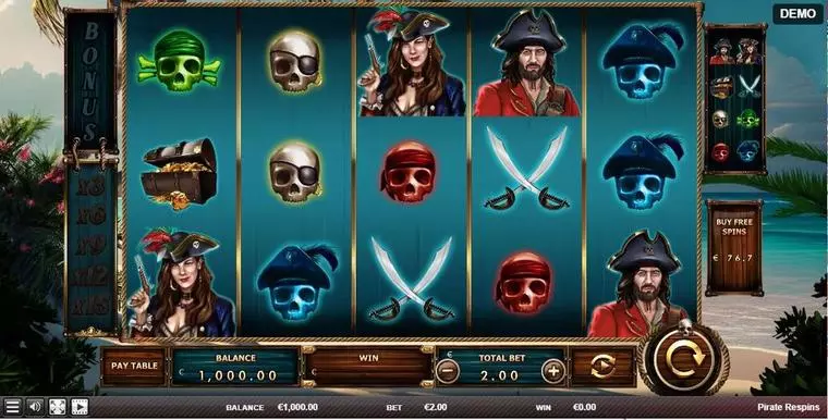 Main Screen Reels at Pirate Respin 5 Reel Mobile Real Slot created by Red Rake Gaming