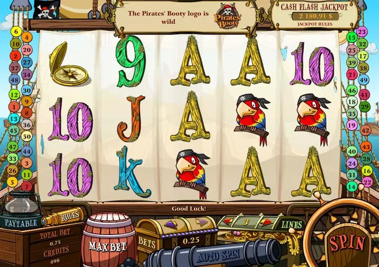  Main Screen Reels at Pirates' Booty 5 Reel Mobile Real Slot created by bwin.party