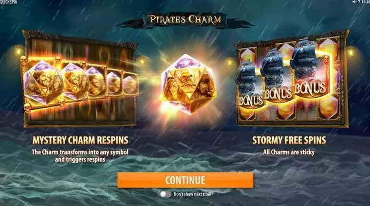 Info and Rules at Pirates Charm 5 Reel Mobile Real Slot created by Quickspin