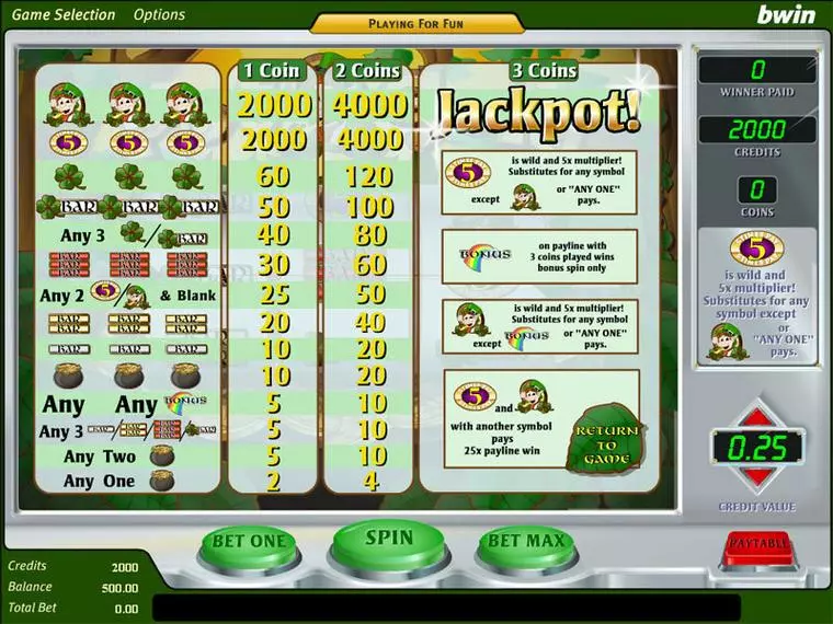  Info and Rules at Pot O' Gold 3 Reel Mobile Real Slot created by Amaya