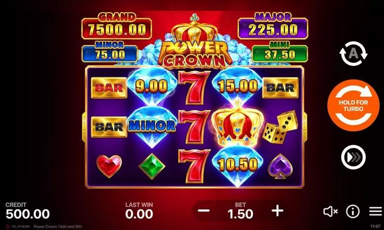  Main Screen Reels at Power Crown Hold And Win 5 Reel Mobile Real Slot created by Playson