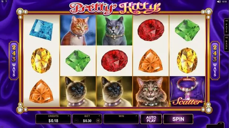  Introduction Screen at Pretty Kitty 5 Reel Mobile Real Slot created by Microgaming