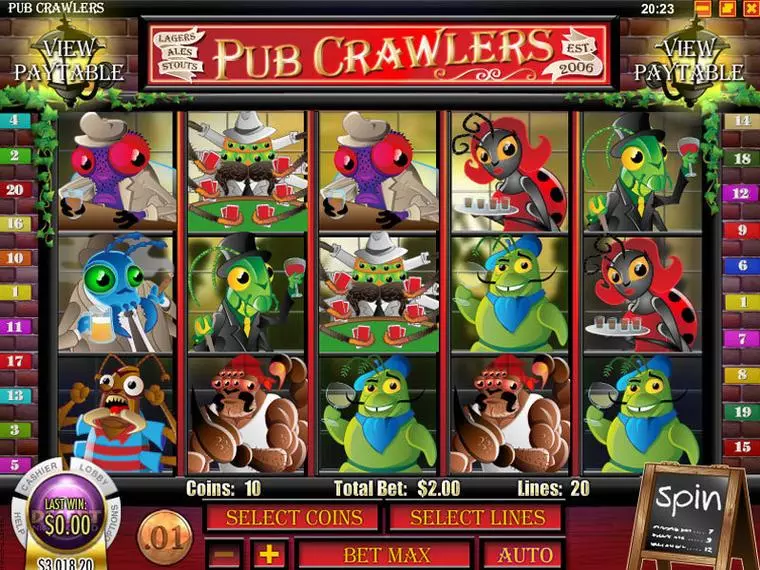  Main Screen Reels at Pub Crawlers 5 Reel Mobile Real Slot created by Rival
