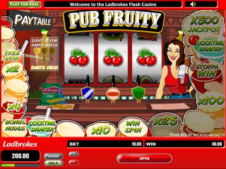 Main Screen Reels at Pub Fruity 3 Reel Mobile Real Slot created by Microgaming