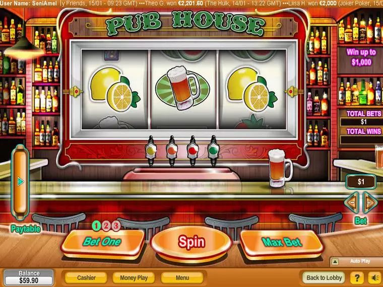  Main Screen Reels at Pub House 3 Reel Mobile Real Slot created by NeoGames